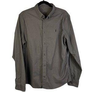 AllSaints Men’s Huntingdon Long Sleeve Button Down Shirt Gray Size Large